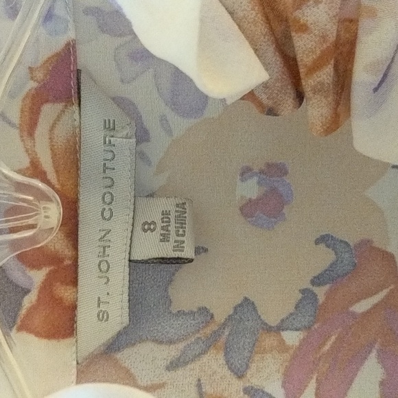 St. John couture silk two-piece set sleeveless blouse and a line pleated skirt. - Picture 2 of 16